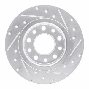 Dodge DART Brake Rotor (1) - Rear Left - R1 Concepts - Drilled & Slotted - Silver - `13-`16